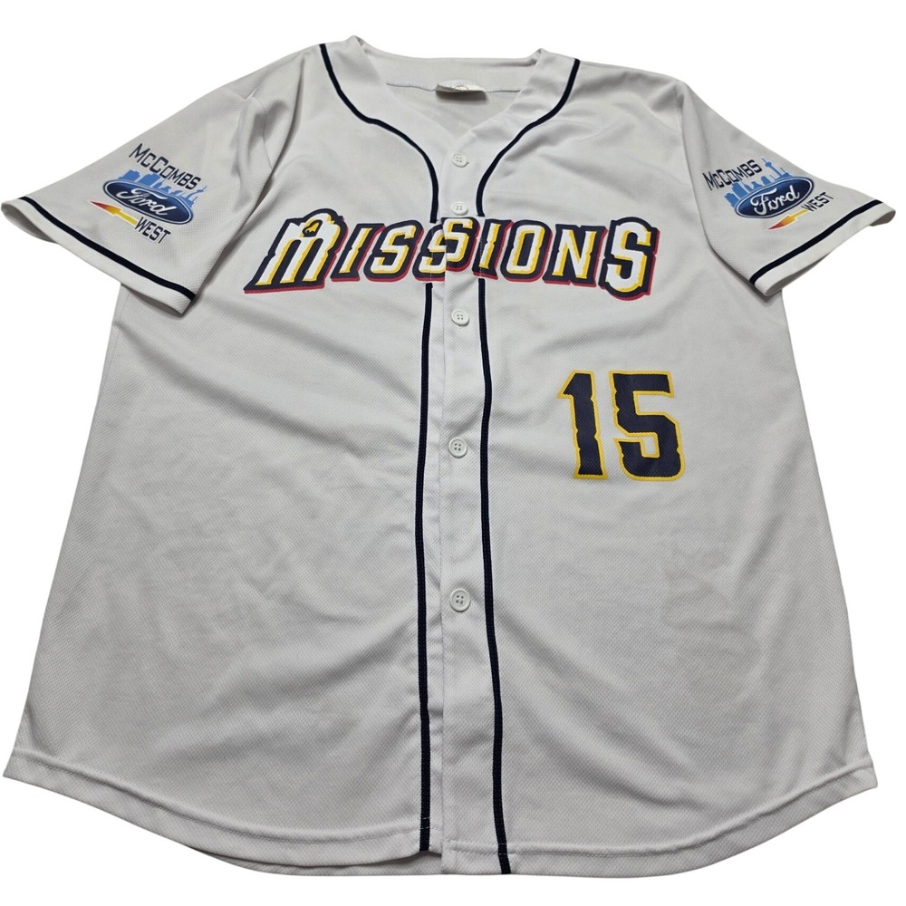 San Antonio Missions Baseball Jersey Mens Medium White McCombs Ford West #15